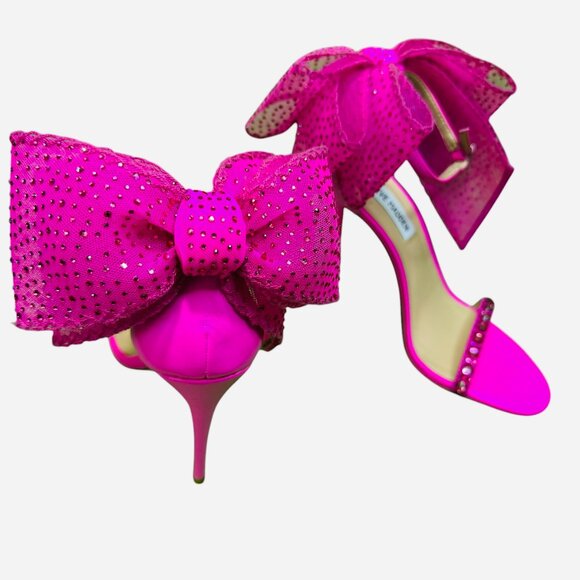 Steve Madden Benni Rhinestone Embellished Bow Back Sandals. Fuscia. Size: 7M - Picture 6 of 6